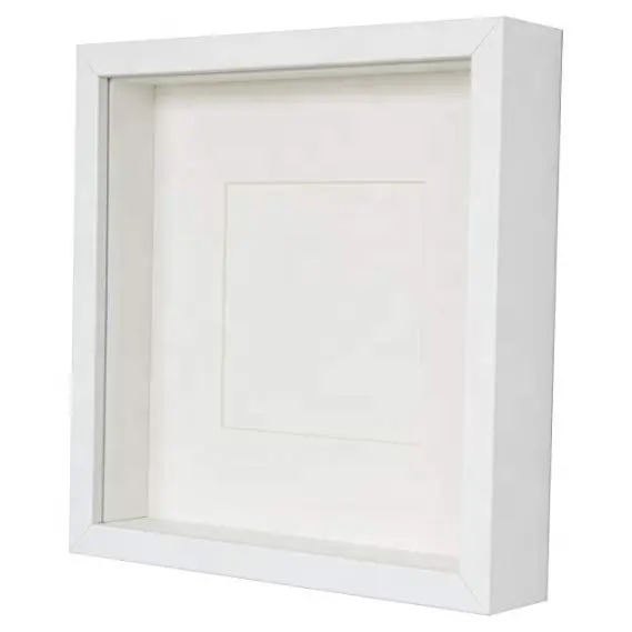 Custom Hout Witte Schaduw Doos Fotolijst 8*8 In Groothandel 3d Diepe Schaduw Doos Frames Met Glas Voor Interieur