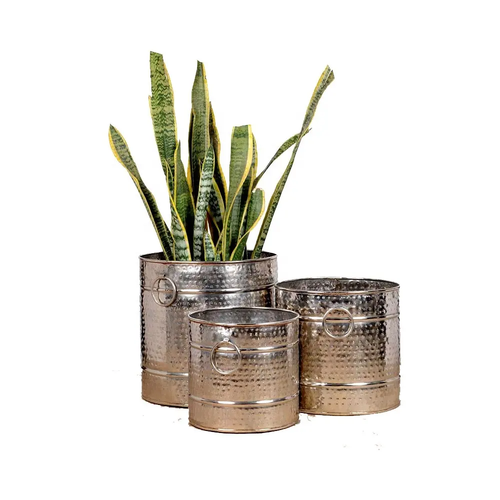 Nickle Plated Hammered indoor wooden planters garden planter with dragonfly large Outdoor & indoor planters