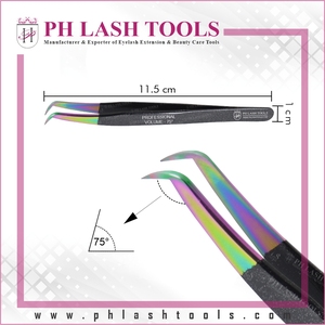 Alman paslanmaz çelik kirpik uzatma cımbız İki renk geri siyah renk ve ucu, çok renkli, dar ucu cımbız - Product Image 5