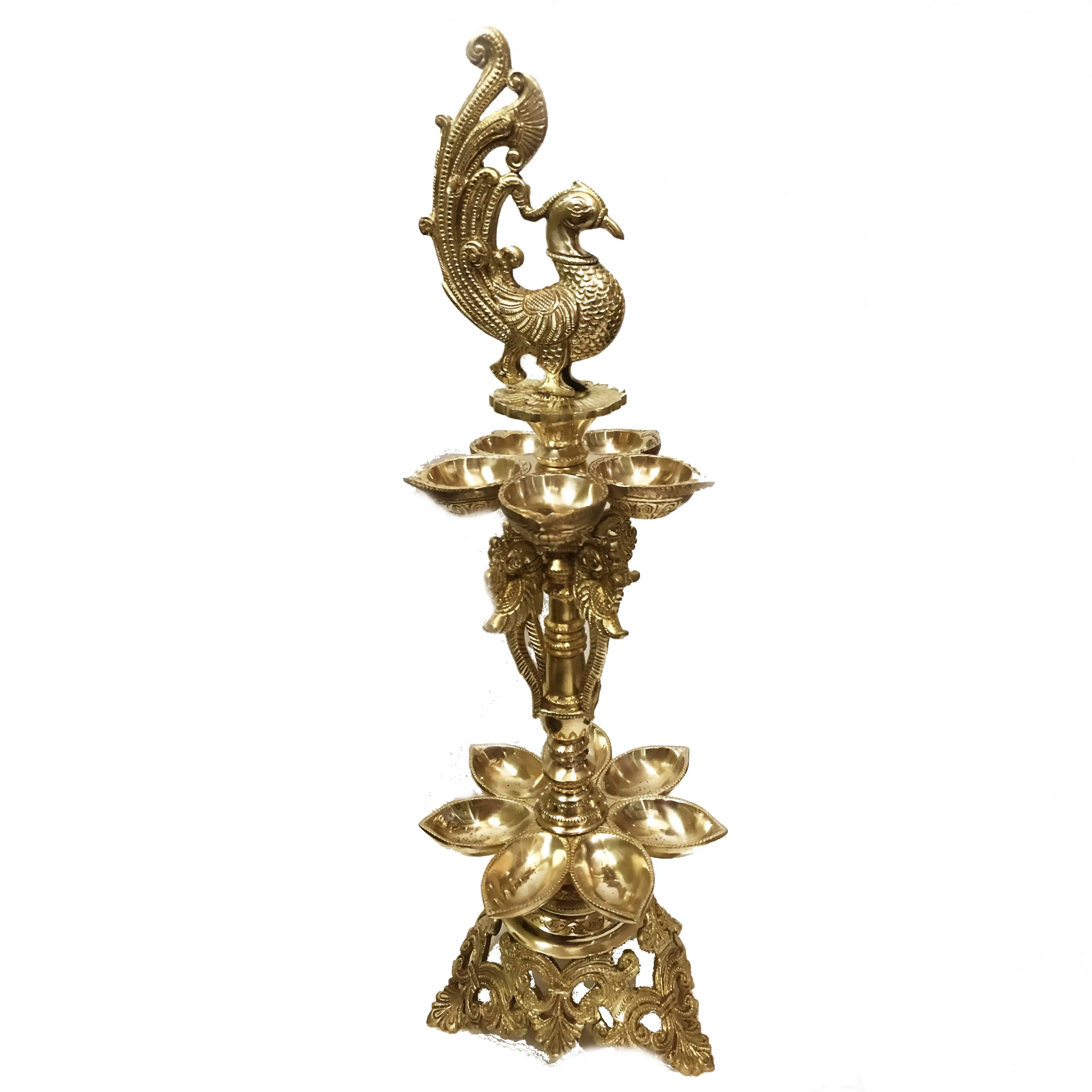 Bird Figure Brass Metal Pooja Ghar Oil Lamp in antique finish Handcrafted Diya Indian traditional home decor