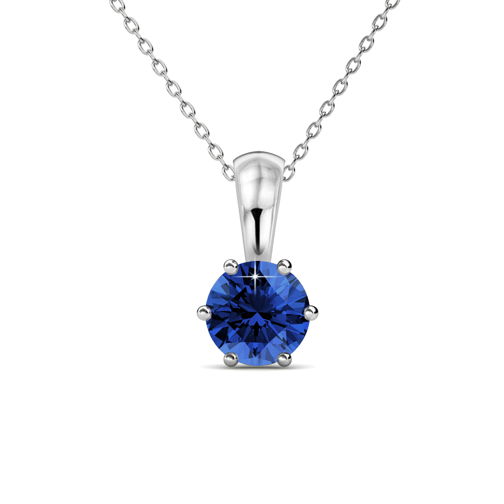 Pendentif en laiton plaqué or blanc 18 carats - Saphir