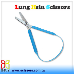Loop Scissors Self Opening Spring Plastic DIY Smooth OEM 8 Inch TW Training Scissors with Plastic Loop Blue Handle 2.5 Mm - Product Image 3