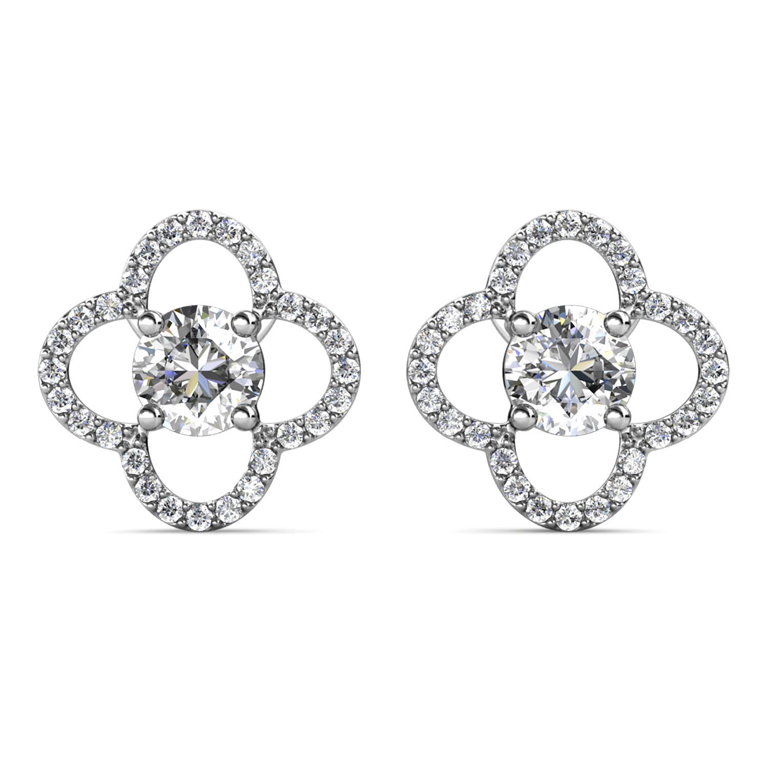 Boucles d'oreilles de luxe inspirées par une marque, plaquées or blanc 18 carats
