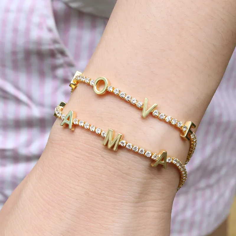 18k oro placcato commercio all'ingrosso del braccialetto con micro pavimenta fascini per i braccialetti delle donne