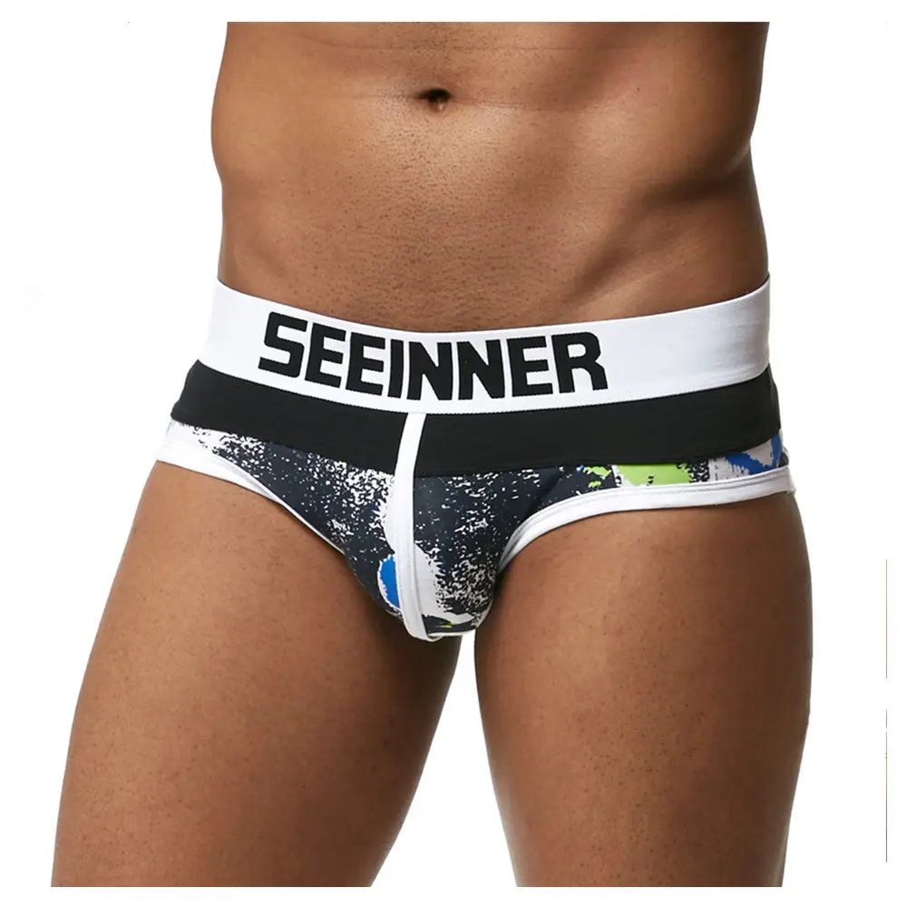 Desenhos de moda Cuecas de Papel Cartão Decorativo Varinha-Breve Malha Halter Sexy Cuecas Boxer 100% Algodão Roupa Interior Sexy Para Os Homens breve