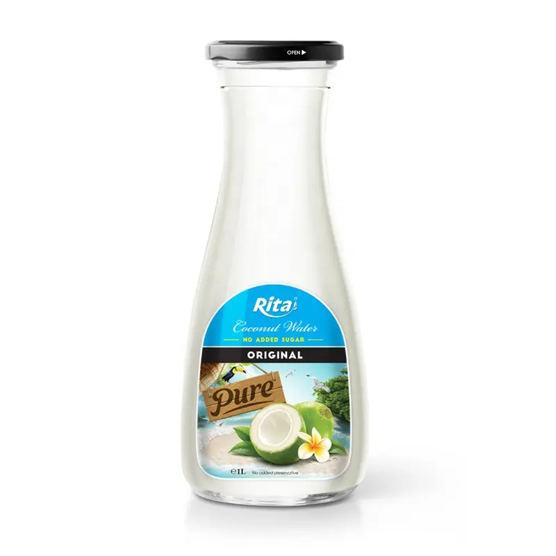 Good Taste Good Health Manufacturer From Vietnam 1L Glass Bottle Original Coconut Water