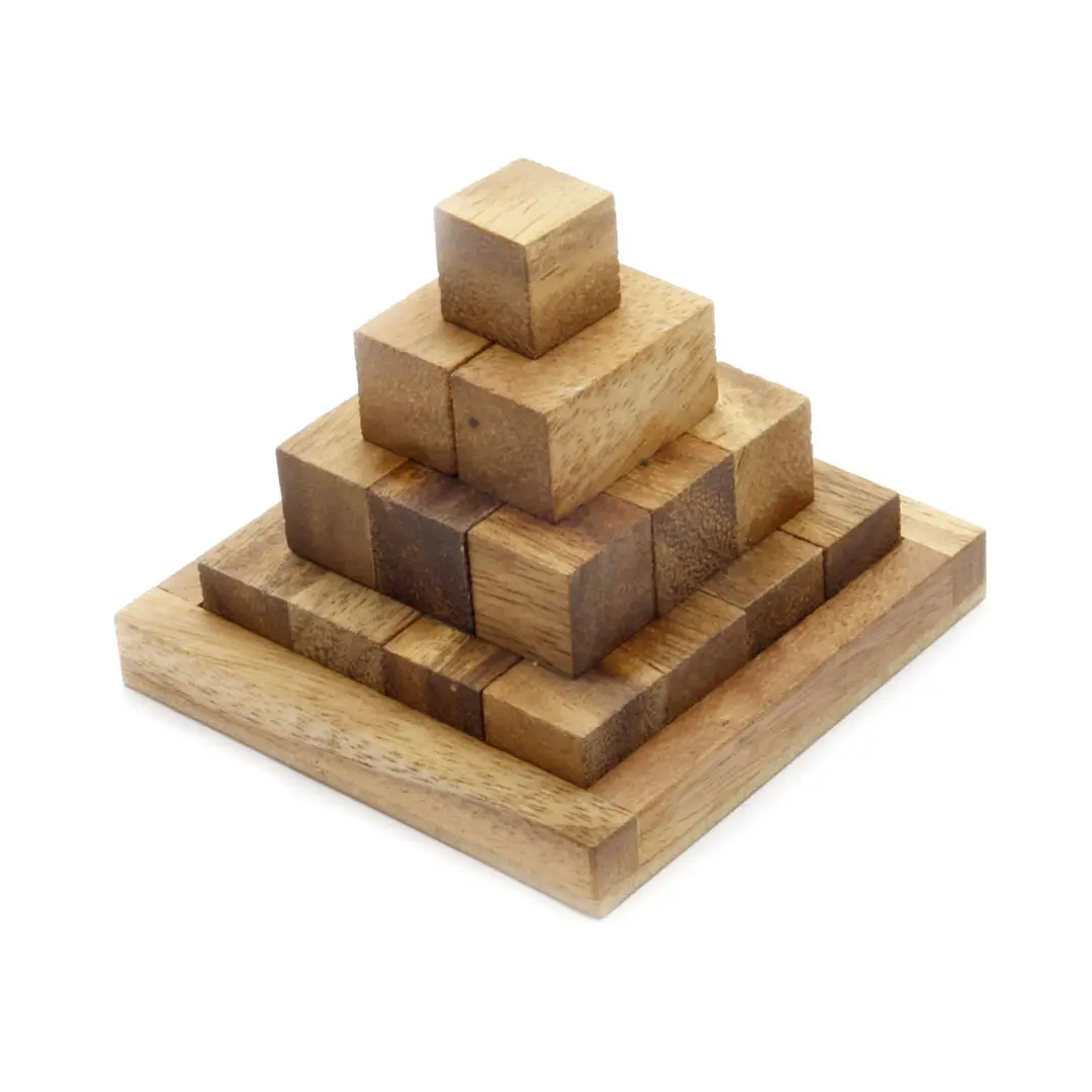 Pagode 6 pièces Puzzle avec Base en bois et casse-tête jeu de casse-tête pour les enfants et les adultes à défier l'esprit pour penser amusant