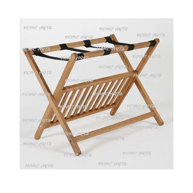 Exclusive Quality Bamboo Wood Folding Suitcase Stand Hotel Room Racks Luggage Rack For Hotels Kitchen Use