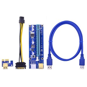 PCI-E Pcie Riser 009 Express 1X 4x 8x 16x,การ์ด PCI E USB Riser 009S GPU Dual 6Pin อะแดปเตอร์ SATA 15pin - Product Image 4