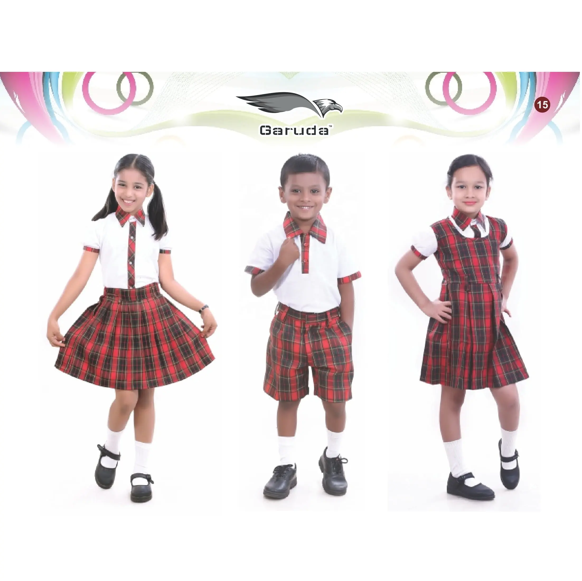 Uniforme Escolar Internacional para Niños y Niñas, Camisa lisa de algodón y pantalón corto, falda