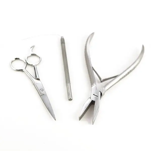Alicate de extensão de cabelo profissional, ferramentas de extensão de cabelo conjunto com 3 peças