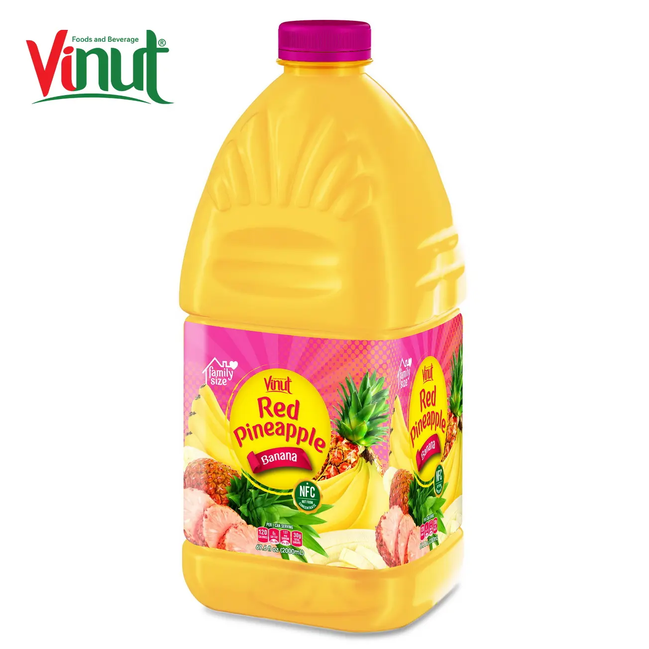 Floz-zumo de piña roja VINUT, diseño de embalaje para bebidas, zumo de piña, plátano, 67,6