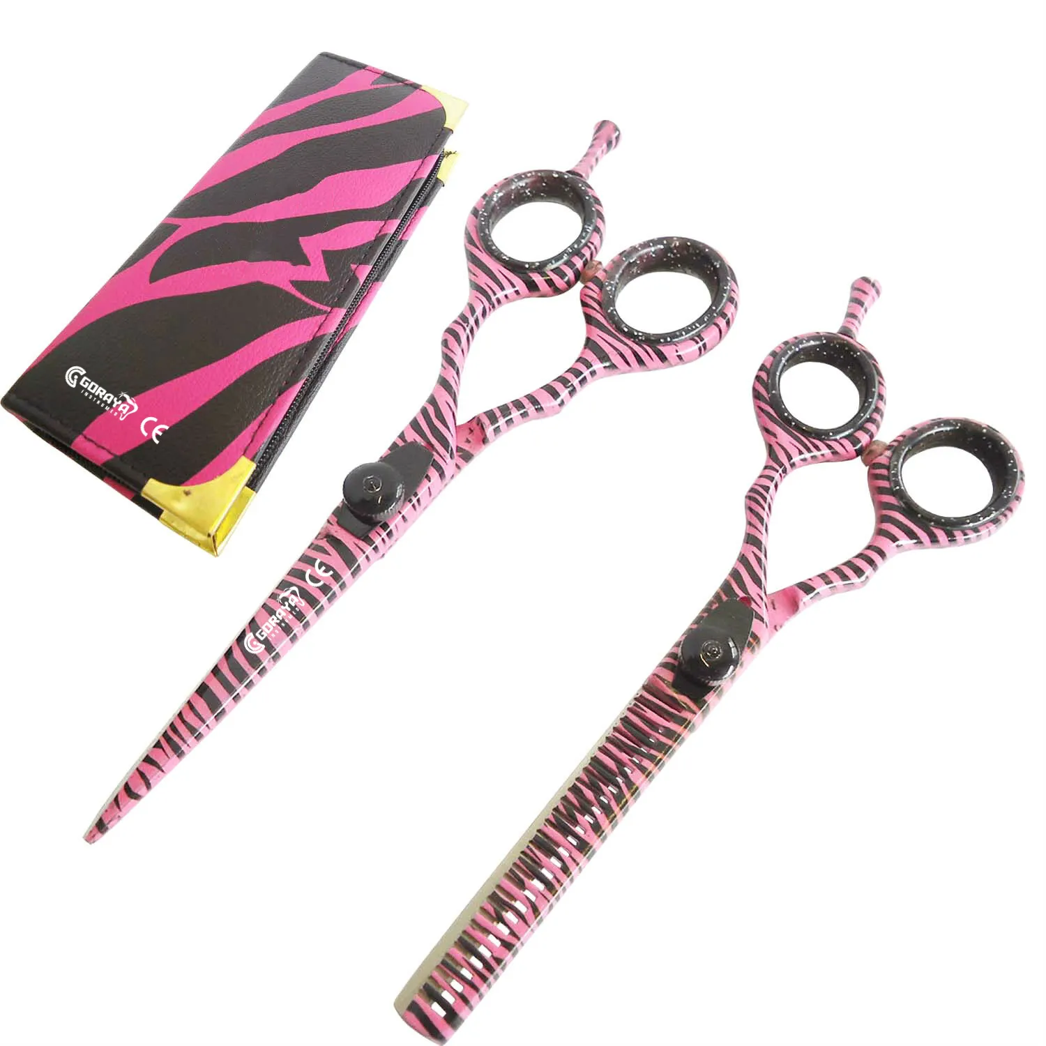 HOT SALE GORAYA GERMAN Hairdressing Scissors 5.5 Inches Hair schere White Pink Zebra Barber Shears Gift CE ISO APPROVED