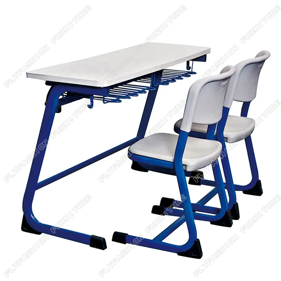 Ensemble de meubles scolaires durables, table et chaise, pour salle de classe d'école, double bureau