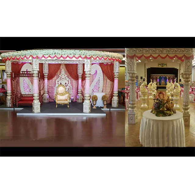 Conjunto de mandap de casamento híbrido, conjunto dos eua de luxo de fibra de casamento, mandap, flórida, sul, indiano