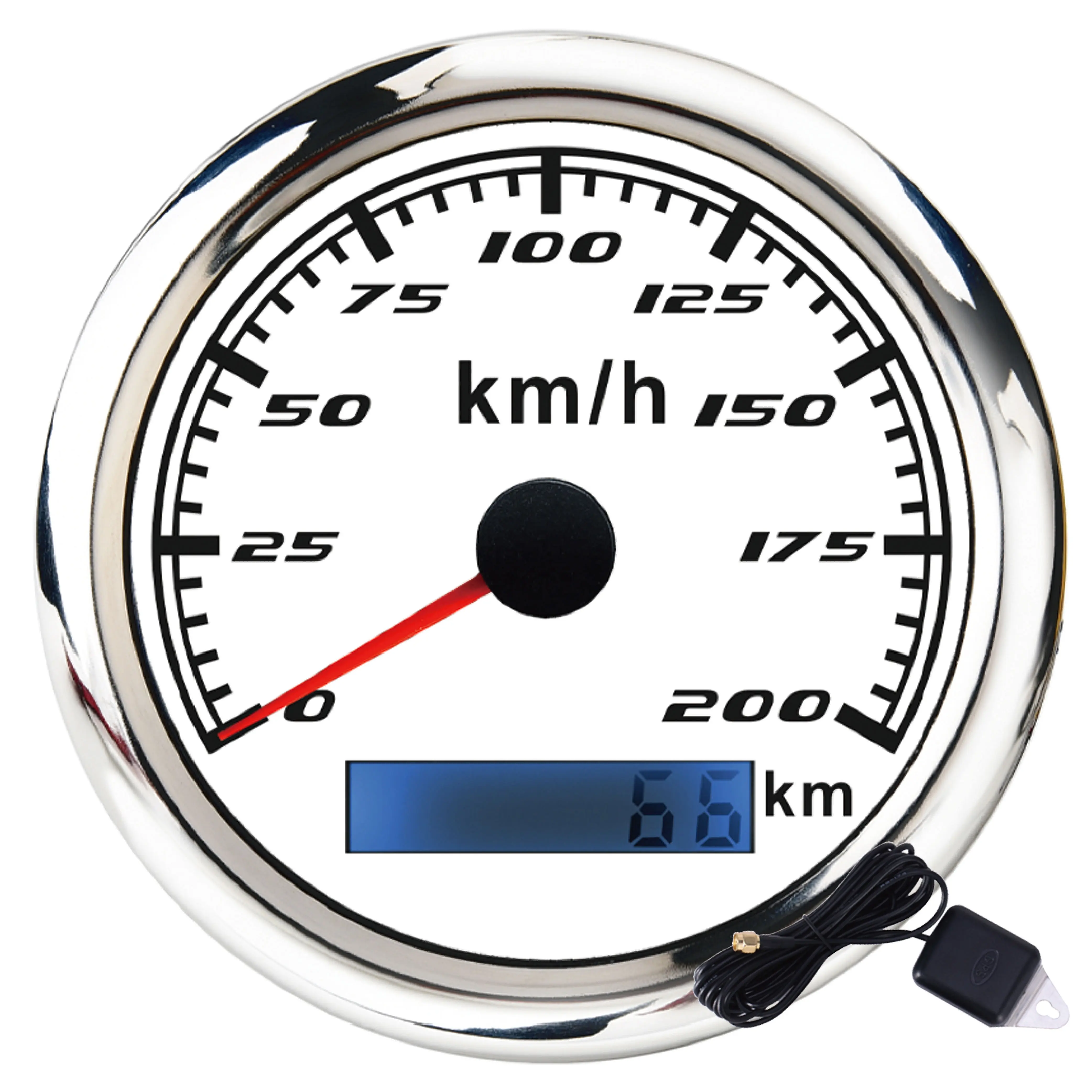 85mm needle with red LED and LCD display 200 kmh speedometer gauge with GPS sensor