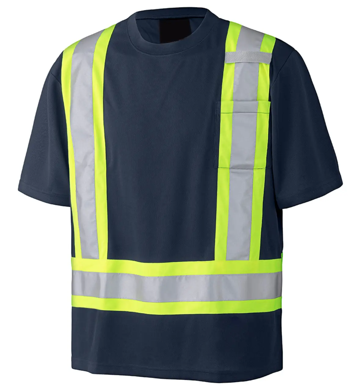 Maglietta arancione 100% di usura del lavoro del poliestere con le migliori magliette all'ingrosso della molla della manica corta di sicurezza di logo su ordinazione della tasca