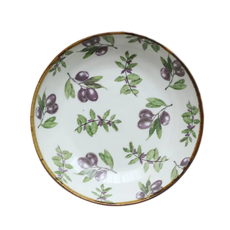 Conjunto de pratos de cerâmica com lanche, conjunto de pratos de cerâmica com bandeja de madeira