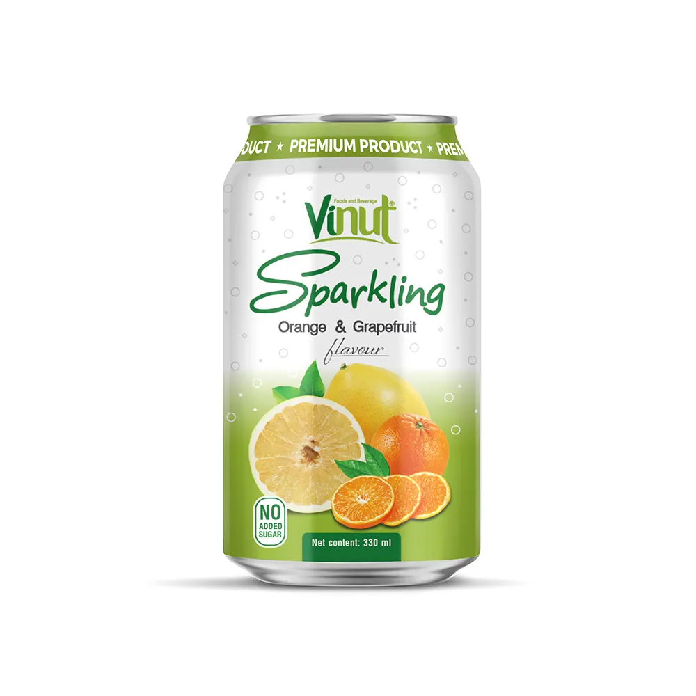 VIETNAM 330ml VINUT Sparkling Orange & Grapefruit bebida de água espumante best selling private label OEM BRC certificado HALAL