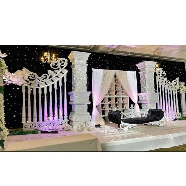 Celestial blanco boda tema recepción etapa glamorosa boda escenario decoración sueño asiático etapa de ceremonia de boda