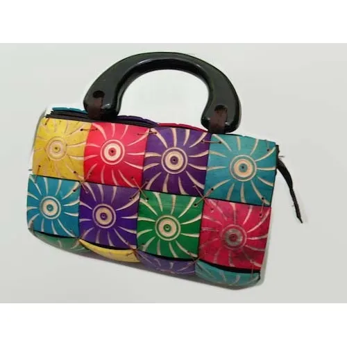 Multi Color Painted 2016 Ethnic Style Kokosnuss schale Handtasche