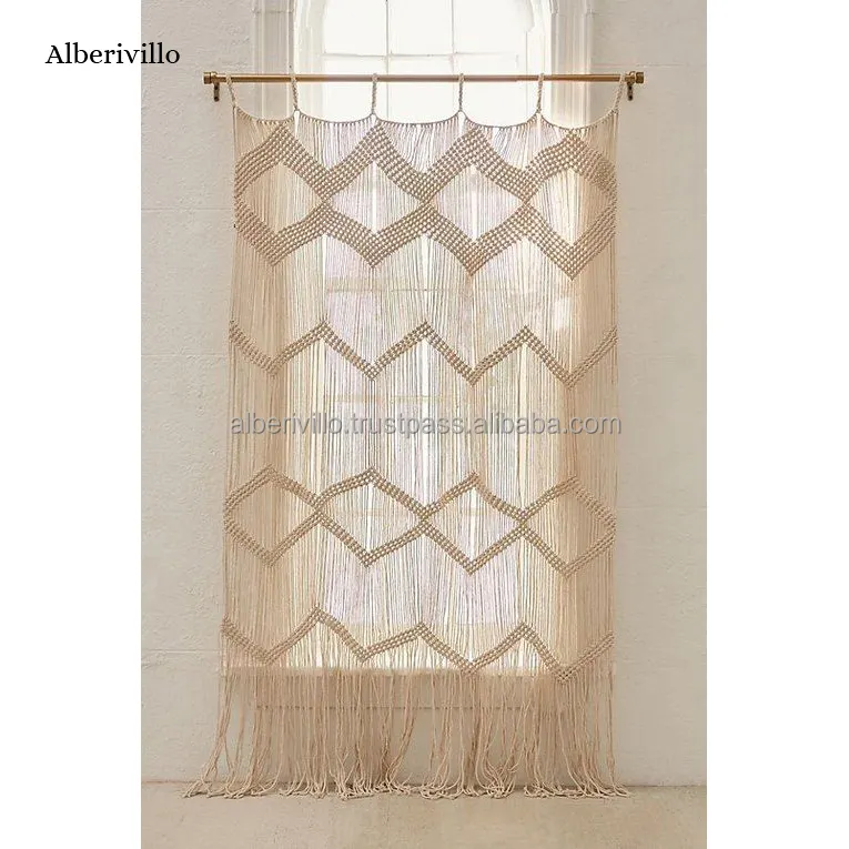 Hecho a mano personalizado de algodón de Macrame Boho de la pared de moda colgante cortina Macrame cortina sala de decoración