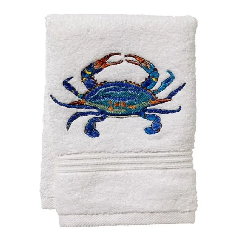 Toalhas de mão bordadas, algodão macio de alta qualidade, toalhas de banho estilo caranguejo para casa, hotel e spa