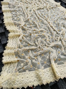コルカタサリーオレンジの手刺繍ジョーゲットサリードレスのサリー卸売業者 - Product Image 4