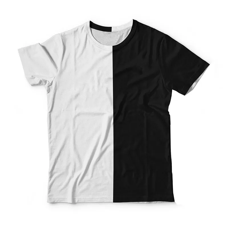 T-shirts décontractés pour hommes, imprimés personnalisés, bloc de couleur noir et blanc, Sublimation au dos, 2022