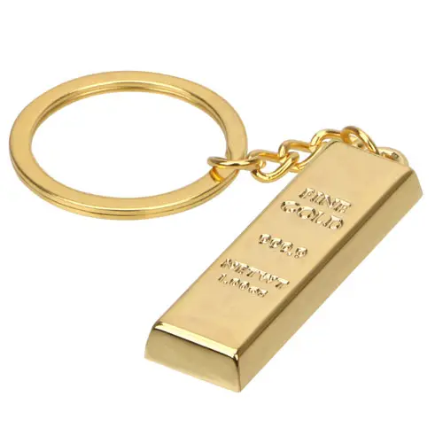 Porte-clés en métal gravé en laiton doré