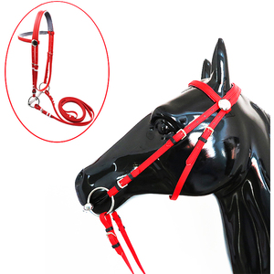 Stocked ผลิตภัณฑ์ขี่ม้าคุณภาพสูงแฟนซีสีแดง PVC Bridle และ Reins,ม้า Bits ประเภท Pvc Bridle - Product Image 4