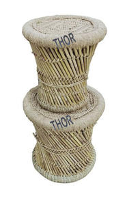 Tabouret vertical en bois massif, ensemble de 2 tabouret artisanaux, décoration pour salon et porte d'extérieur, maison et bureau et chambre à coucher