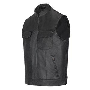 ウィングトレーダー製の高品質メンズリアルトップグレインバイクレザーベスト