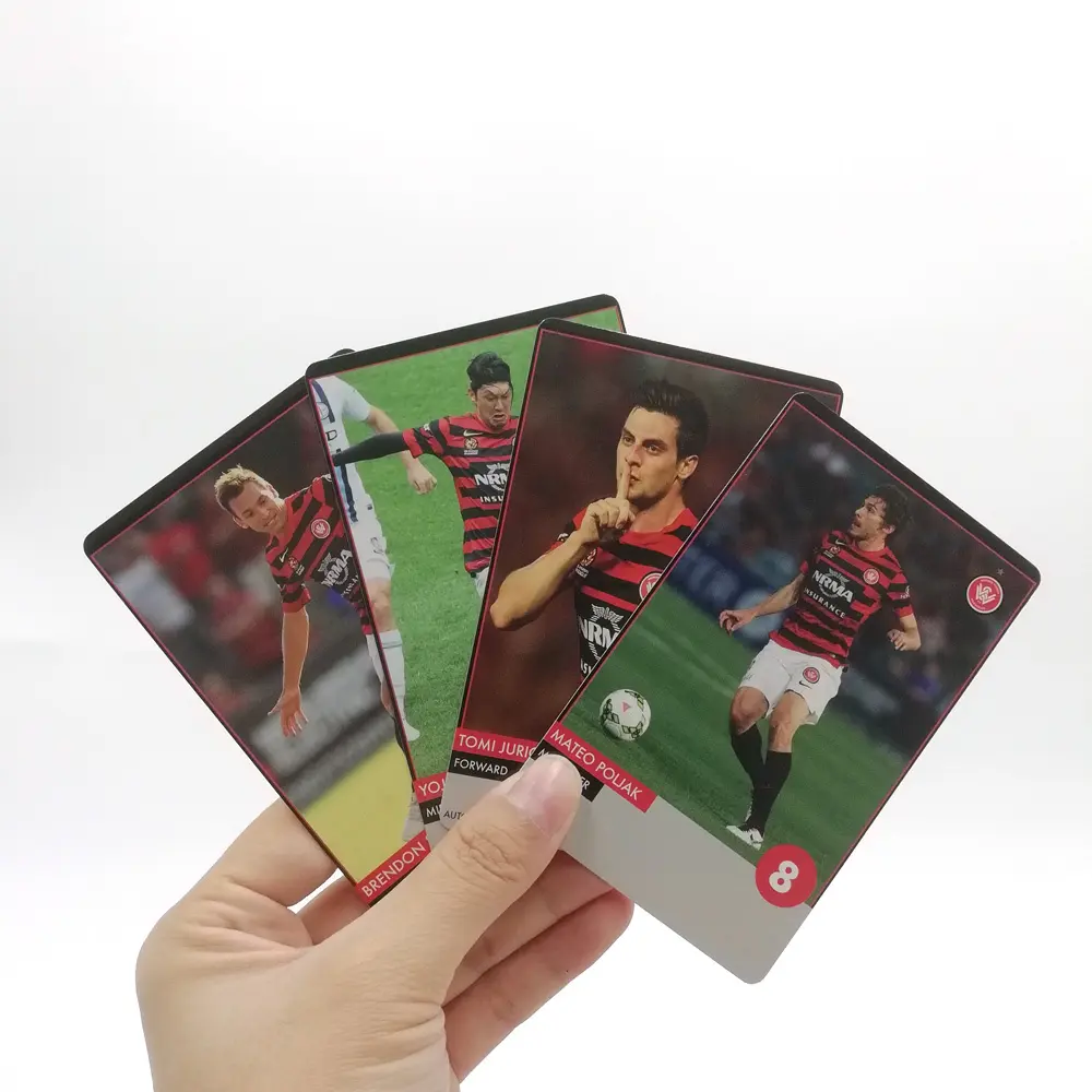Tarjeta de juego con impresión personalizada, 350gsm, papel de arte, tarjetas de juego de fútbol