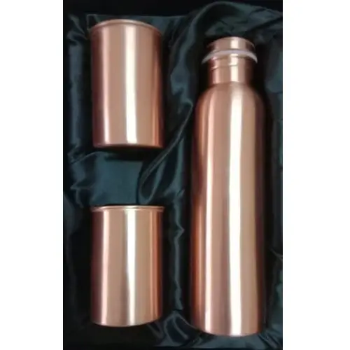 Hot Selling Copper Bottle With 2 Glass Very Good Health Body Yoga Health Leak Proof Joint Free Pure Copper Water Bottle Hygienic