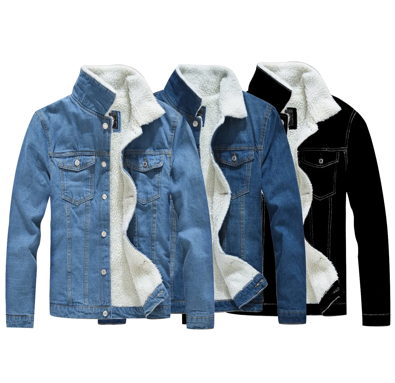 Thời Trang Cổ Điển Cộng Với Kích Thước Mens Denim Áo Khoác Bán Buôn Mùa Thu Mùa Đông Giản Dị Máy Bay Ném Bom Áo Khoác Phía Bắc Mặt Áo Khoác In Không Dệt 2Pcs