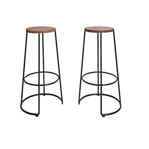 Lot de 2 tabourets en fer et bois avec tabouret de grande taille rond de qualité supérieure du fabricant en Inde