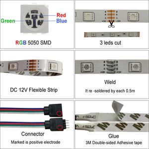 5050 ha condotto La Striscia 5M HA CONDOTTO LA Luce di Striscia Non Impermeabile nastro del Led rgb diodo LED Controller del nastro adattatore di alimentazione per TV di Casa - Product Image 3