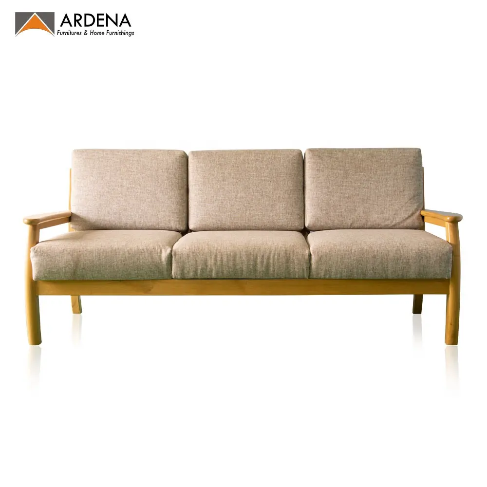 Sofá de madera para sala de estar, muebles para el hogar, sofá de madera personalizado con marco de madera, 3 asientos, estilo de mediados de siglo, sofás sólidos Modernos ARDENA