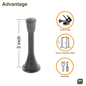 Cửa Stopper 3-Inch Trumpet Mùa Xuân Linh Hoạt Bảo Vệ Bức Tường Màu Đen Mờ - Product Image 2