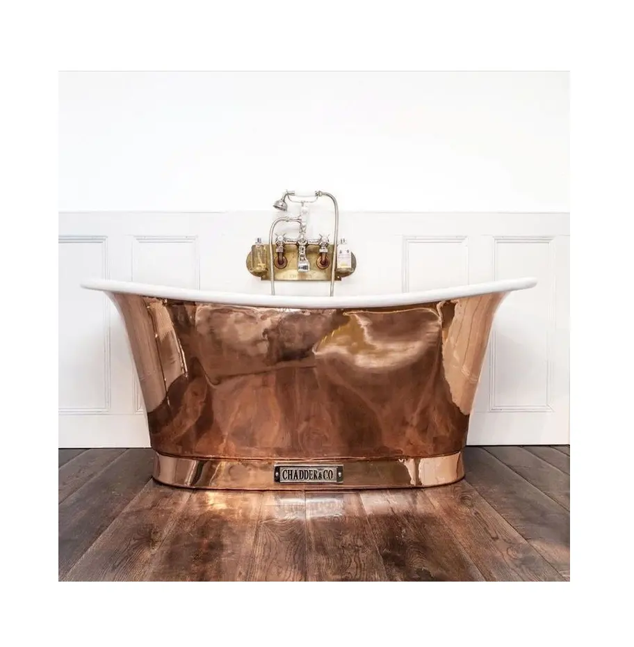 Vasca da bagno antica in rame con design Vintage e vasca in metallo con finitura in oro colorato