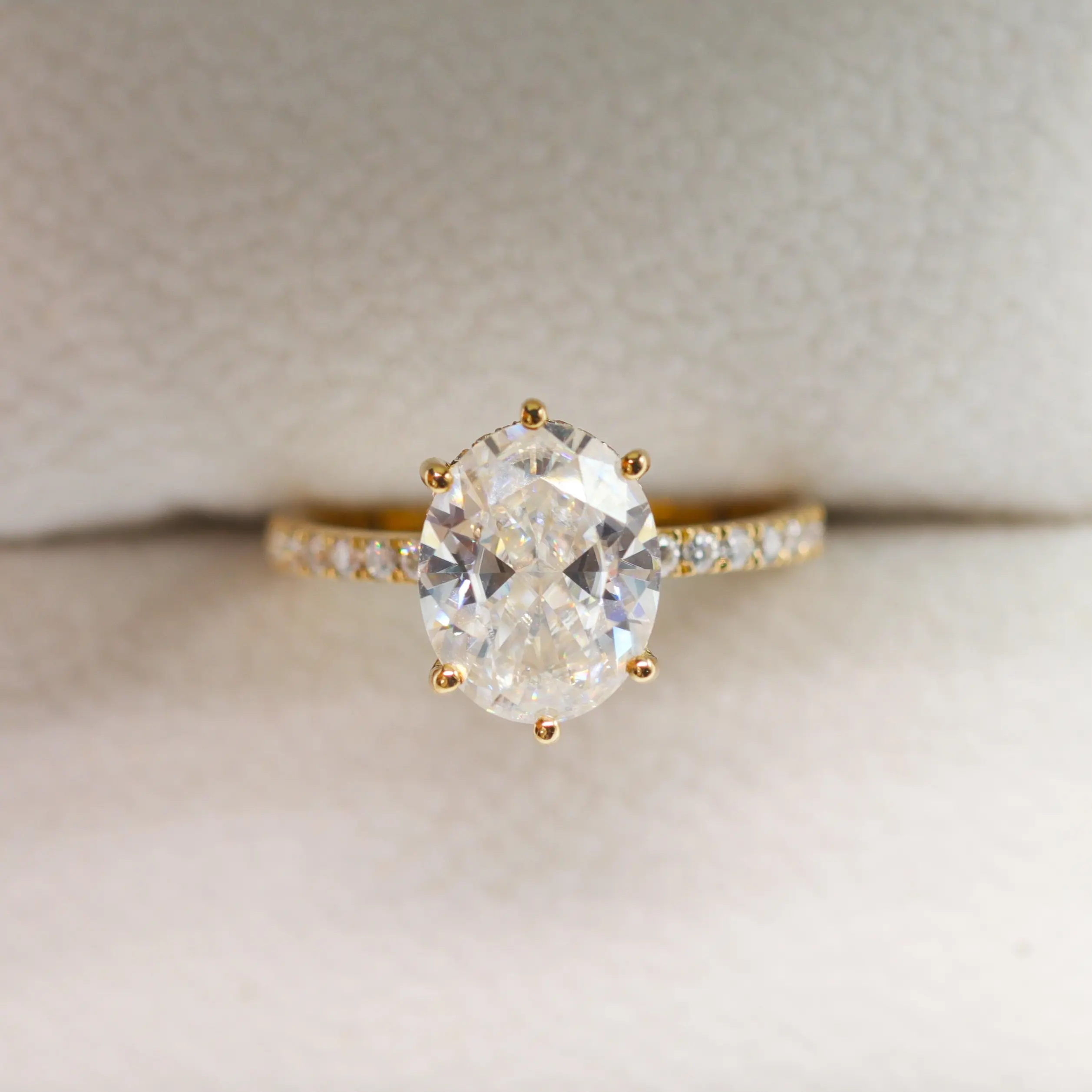Bijoux fantaisie en or 18k, bague de mariage, en or foret ovale, 3.0carat de diamant, AU750