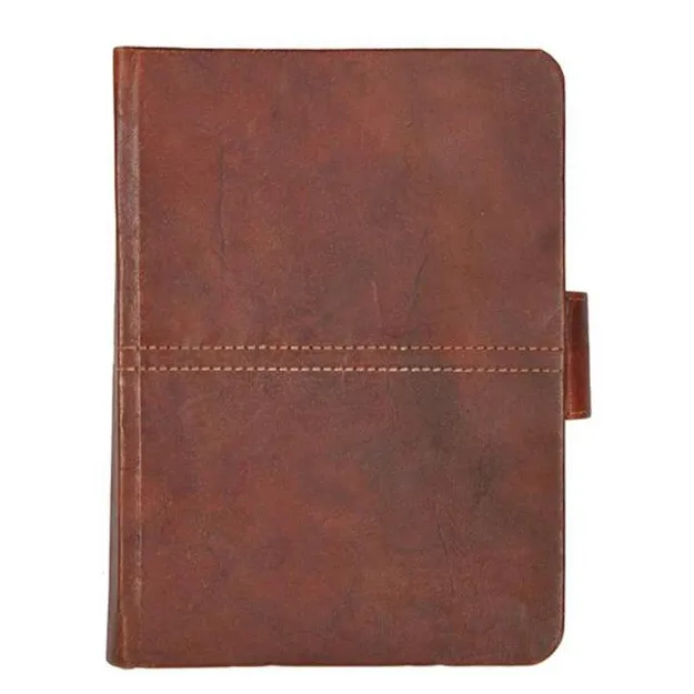 Buku Harian Notebook Kulit Pull Up Crunch, Minyak Asli dengan Kunci Sabuk Antik untuk Pria dan Wanita