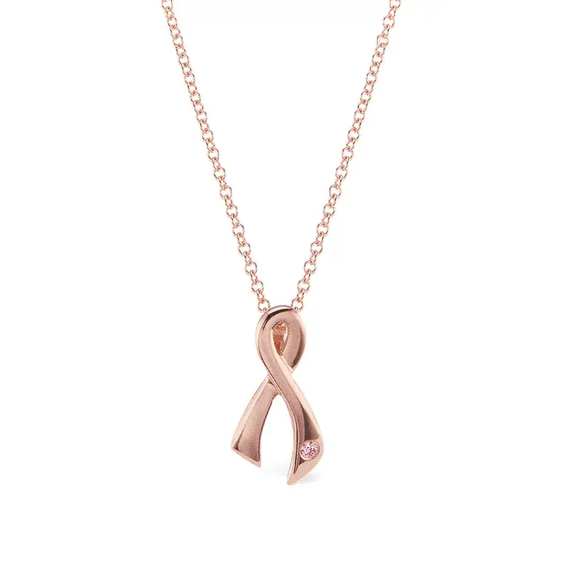 Оптовая продажа, ювелирные изделия, подвеска из розового золота с изображением рака молочной железы, ожерелье с розовым крестом