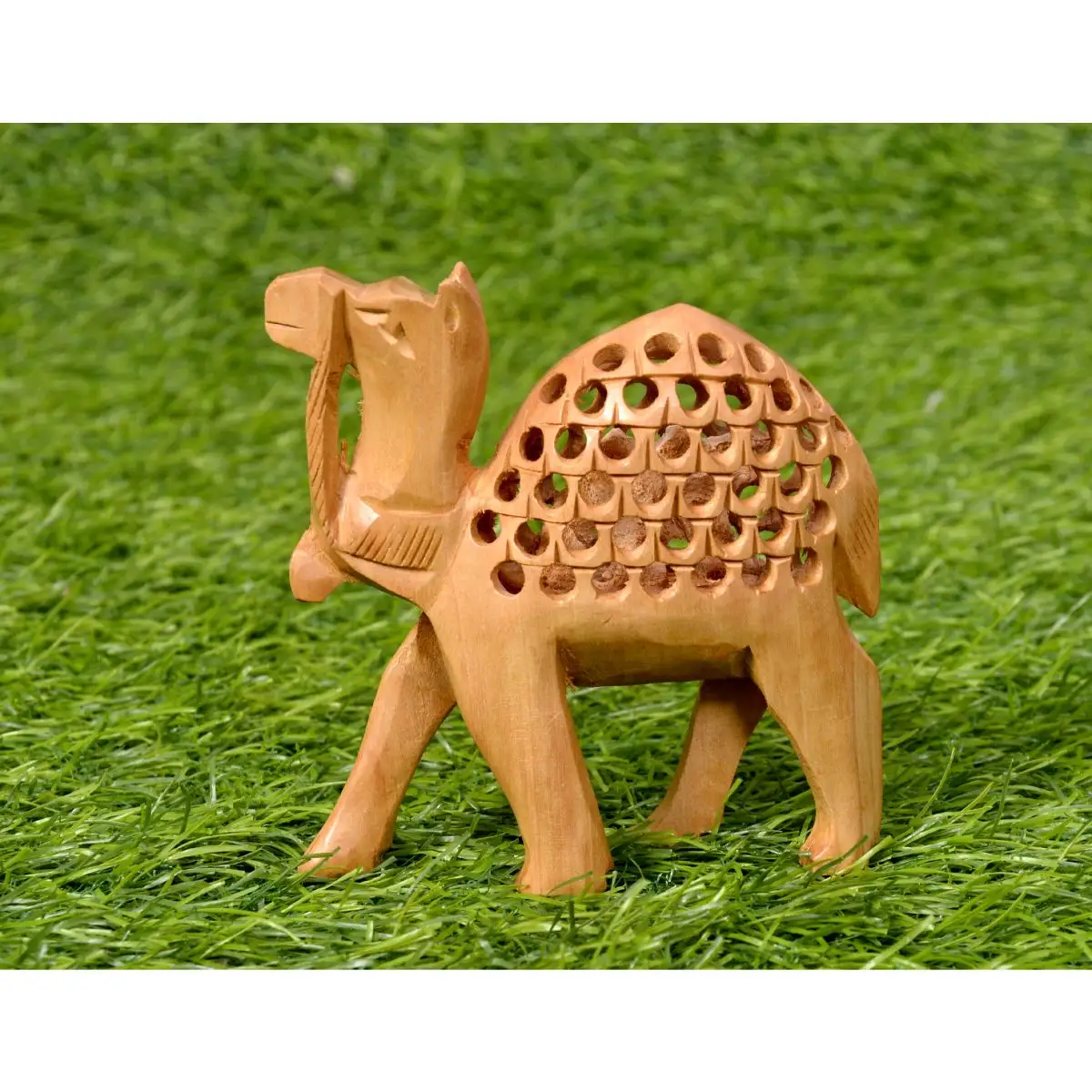 Undercut Wooden Camel with Baby Camel Cute Small Size Indian Natural Wood Undercut Technique Handicraft India