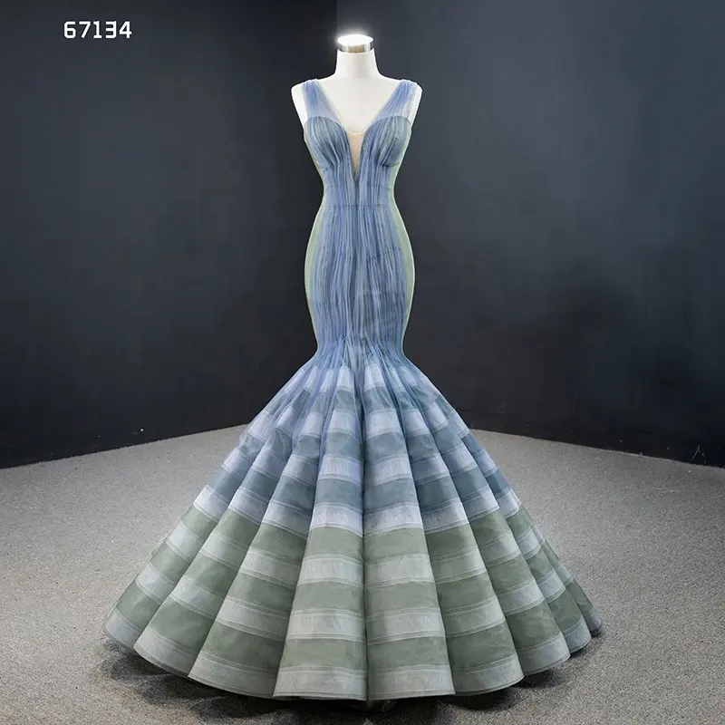 Serene hill — robe de soirée en forme de sirène, tenue de soirée élégante, col en V, RSM67134