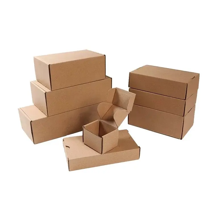 Kotak Hadiah Kotak Kertas Kosong Cokelat Pengiriman Kemasan Bergelombang Ukuran Kustom Terlaris Jumlah Besar untuk Kemasan