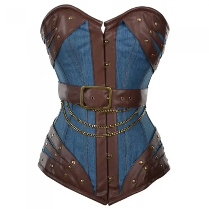 Sexy nero lucido in pelle a vapore Punk gotico Bustier corsetto Crop Top Sexy Punk corsetto reggiseno da donna