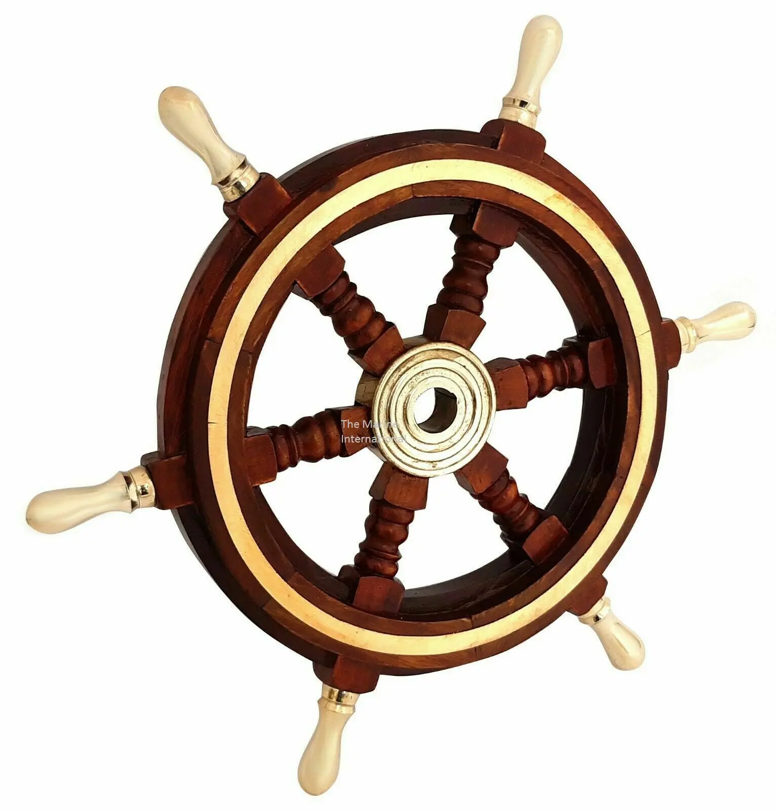 Кольцо и ручка штурвал морской домашний декор лодка рулевого латуни и дерева с латунной морской в винтажном стиле 12 дюймов из тикового дерева