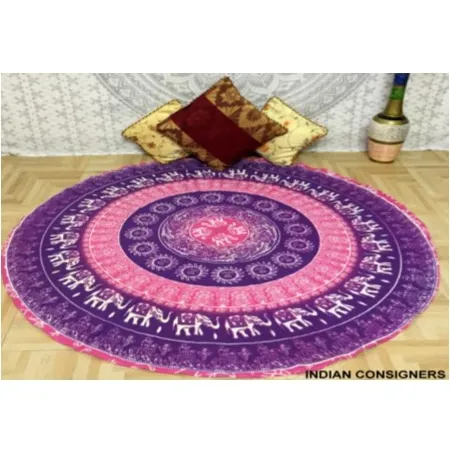 Serviette de plage ronde en coton, Mandala éléphant 72 pouces, tenture murale, tapis de pique-nique, Art merveilleux